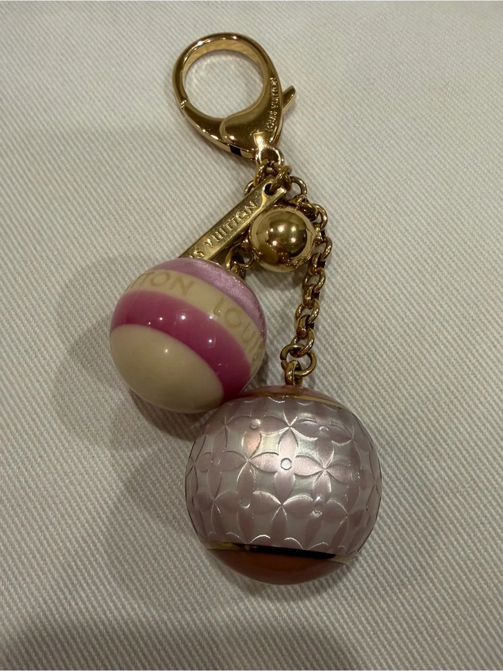 Louis Vuitton Pink Resin Monogram Mini Lin Croisette Bag Charm Keyring with COA